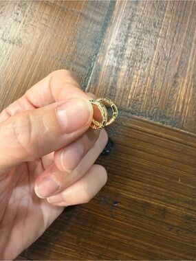 Gold Bamboo Hoop Huggies- Women Jewelry